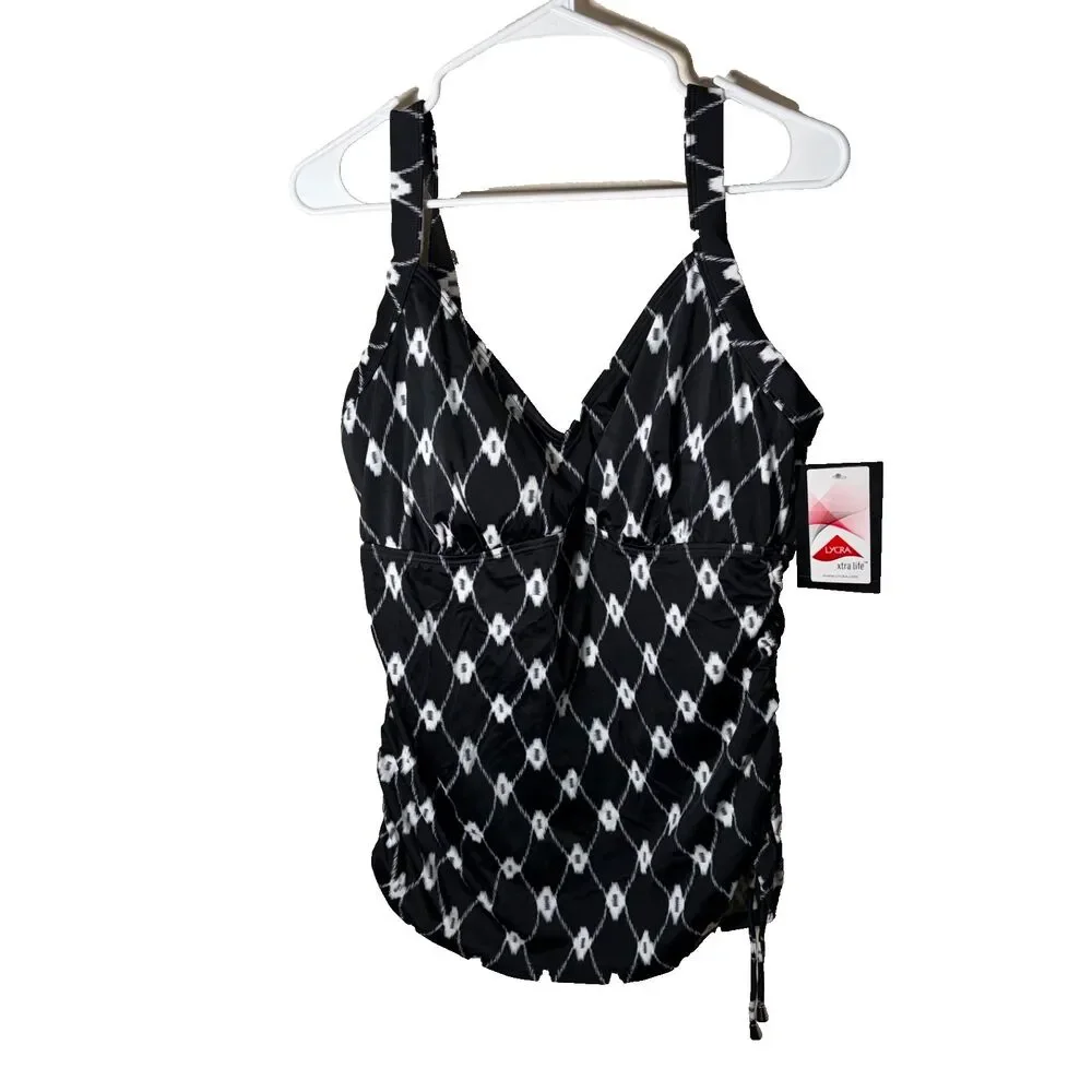 Maxine of Hollywood Tankini Top Women's 18D Black Sleeveless Swim Suit